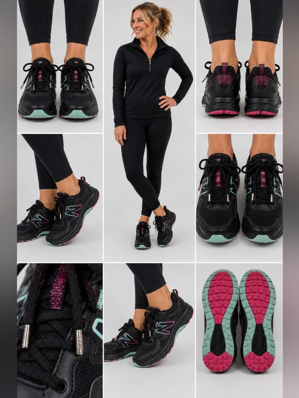 new balance 410 v8 trail running shoes women’s 9.5 black pink teal